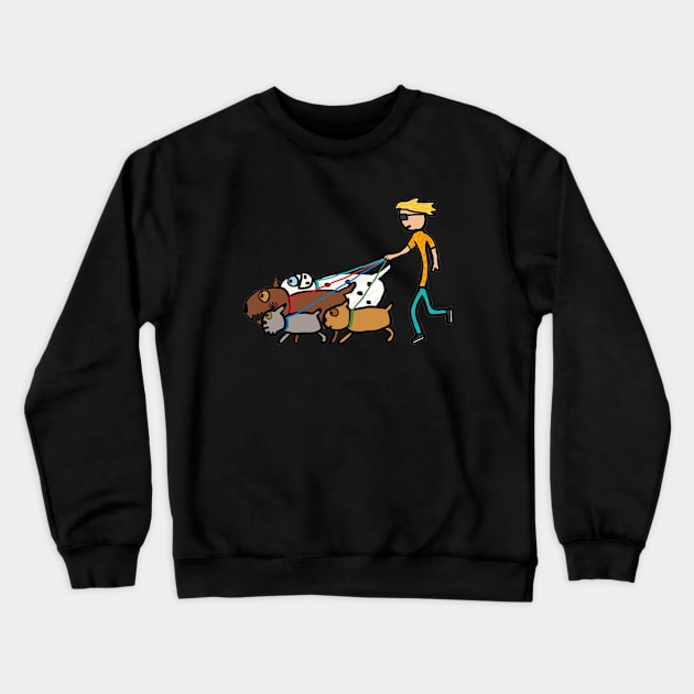 Dog Walking Crewneck Sweatshirt by Mark Ewbie